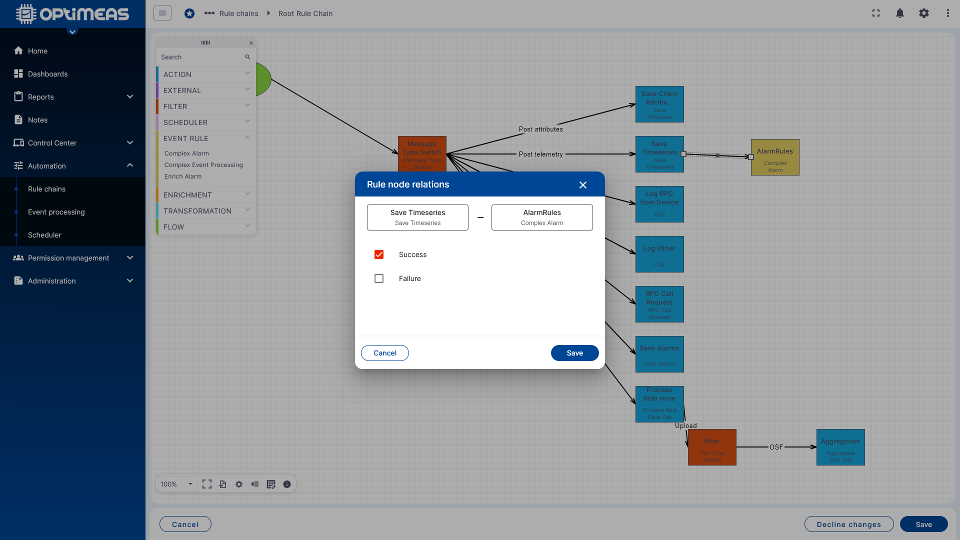 Verbindung von Save Timeseries zu Complex Alarm