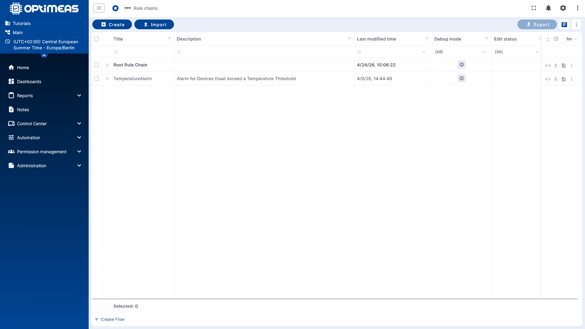 Overview of the Rulechain section