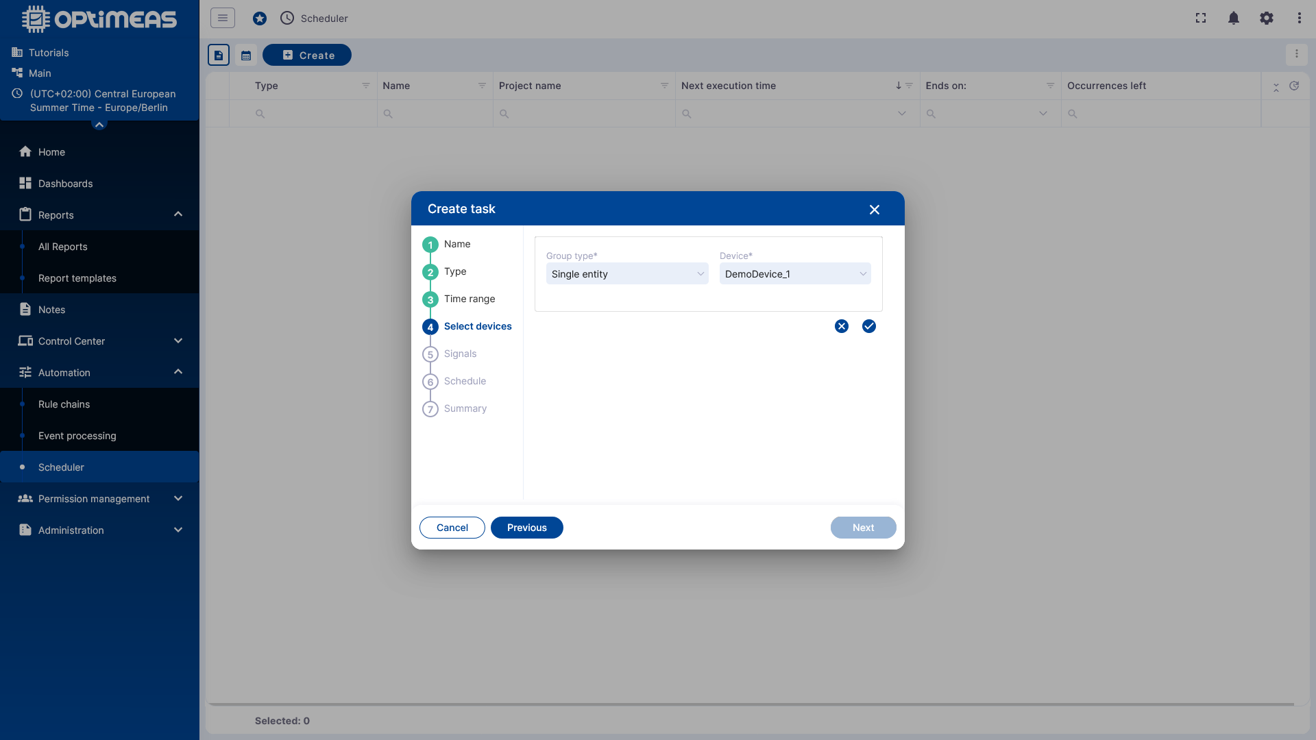 Select devices for export