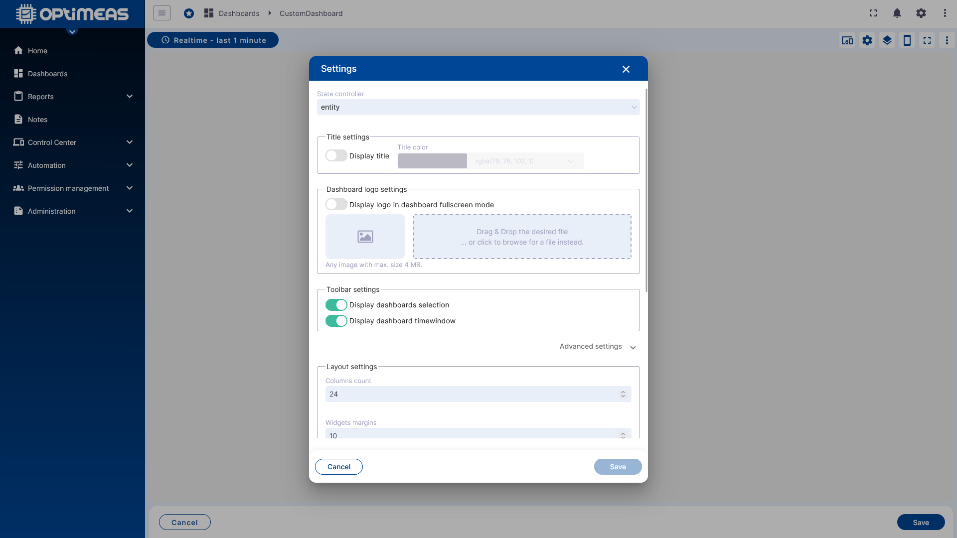 Global Dashboard Settings