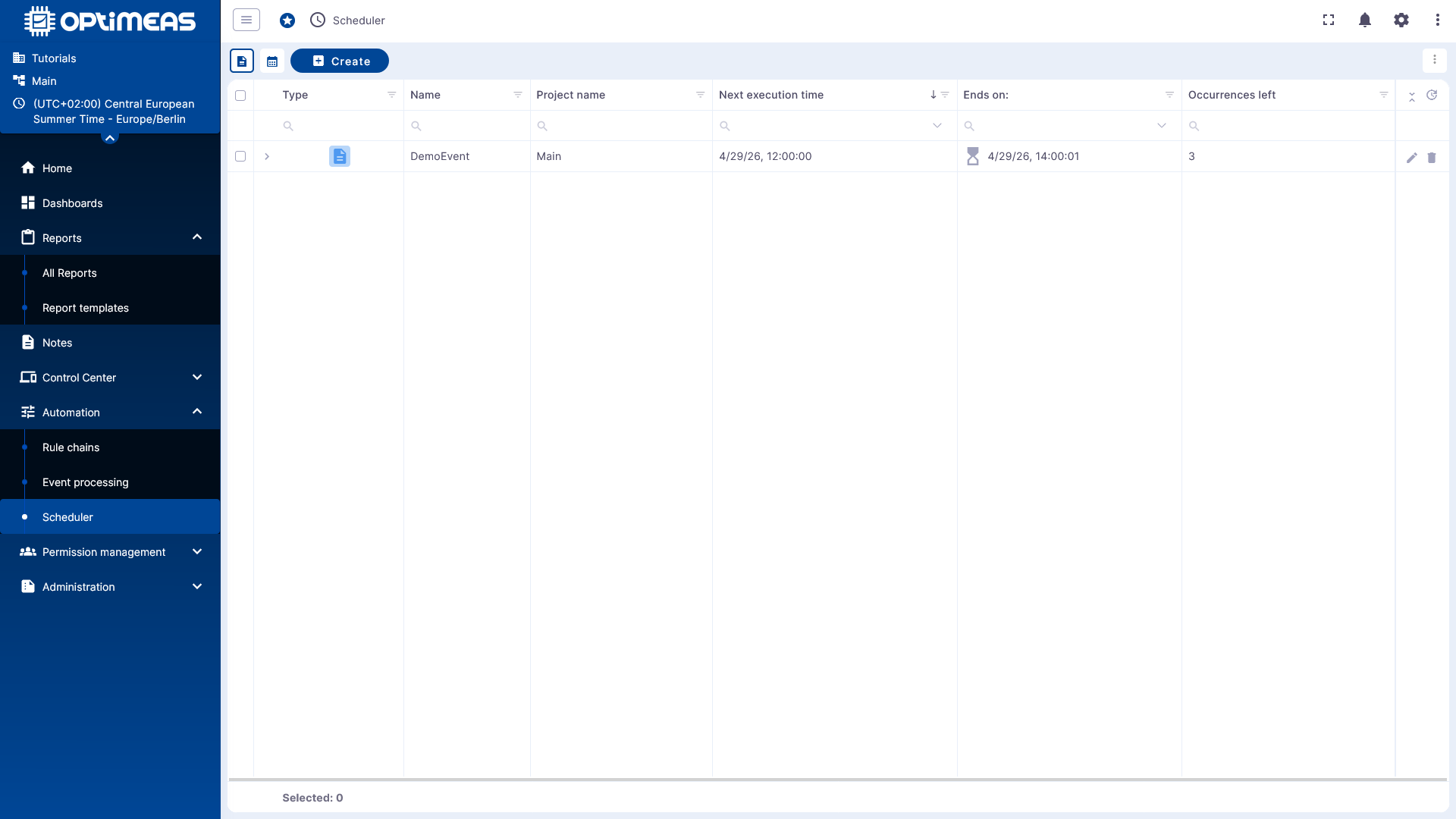 Scheduled task in the scheduler table