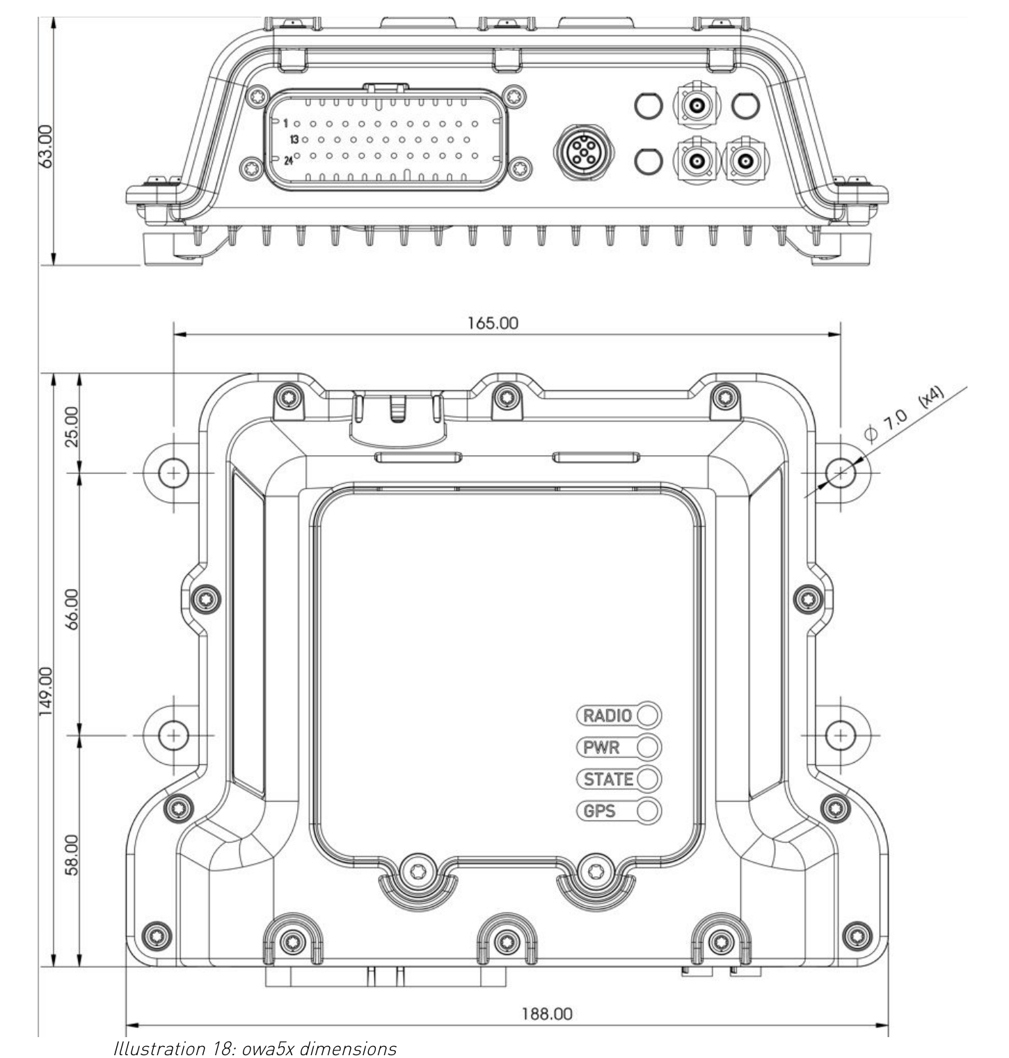 Dimensions of the smartDrive housing